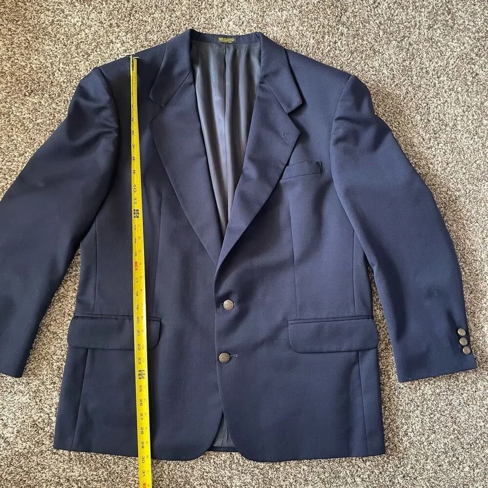 Oscar de la Renta navy blue two button suit jacket blazer men’s size 44R